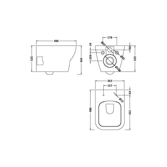 Synergy Acer Wall Hung Rimless Toilet Pan & Soft Close Seat