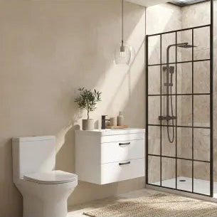 Synergy Freesia Comfort Height Rimless Toilet Pan, Cistern & Seat