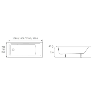 Navarre Square Double End 0TH Bath w/Legs