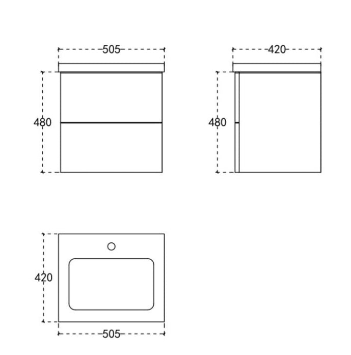 Blanch wall hung vanity set inc basin 500mm