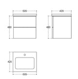 Blanch wall hung vanity set inc basin 500mm