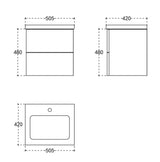 Blanch wall hung vanity set inc basin 500mm
