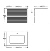 Lucento wall hung vanity unit inc basin 700mm