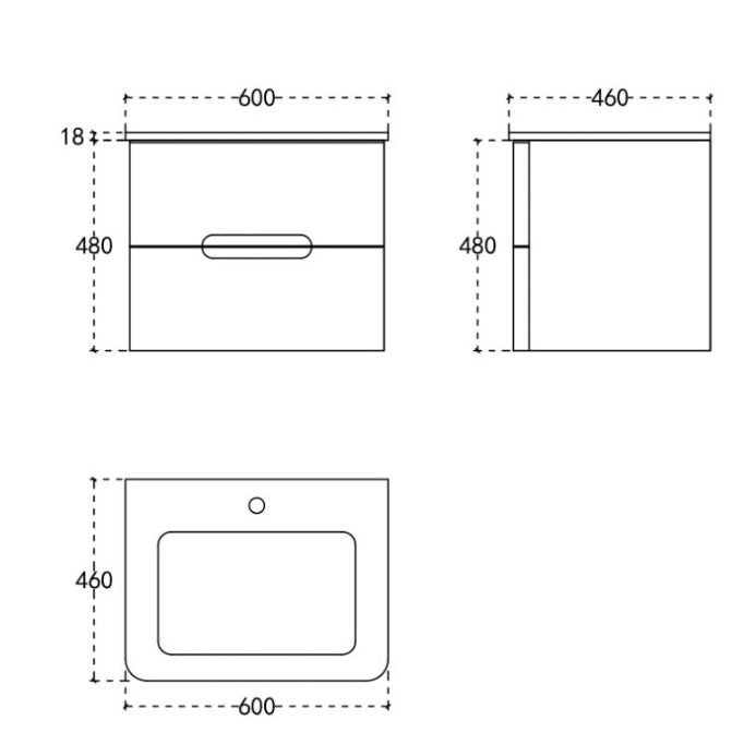 Barbara wall hung vanity unit inc basin 600mm