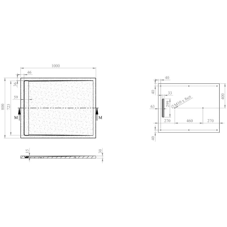 30mm Slate Rectangular Tray & Waste