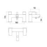 Lanza Bath Shower Mixer with shower kit and wall bracket