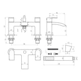 Belini Bath Shower Mixer with shower kit and wall bracket