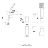 Muro 3 Hole Bath Mixer