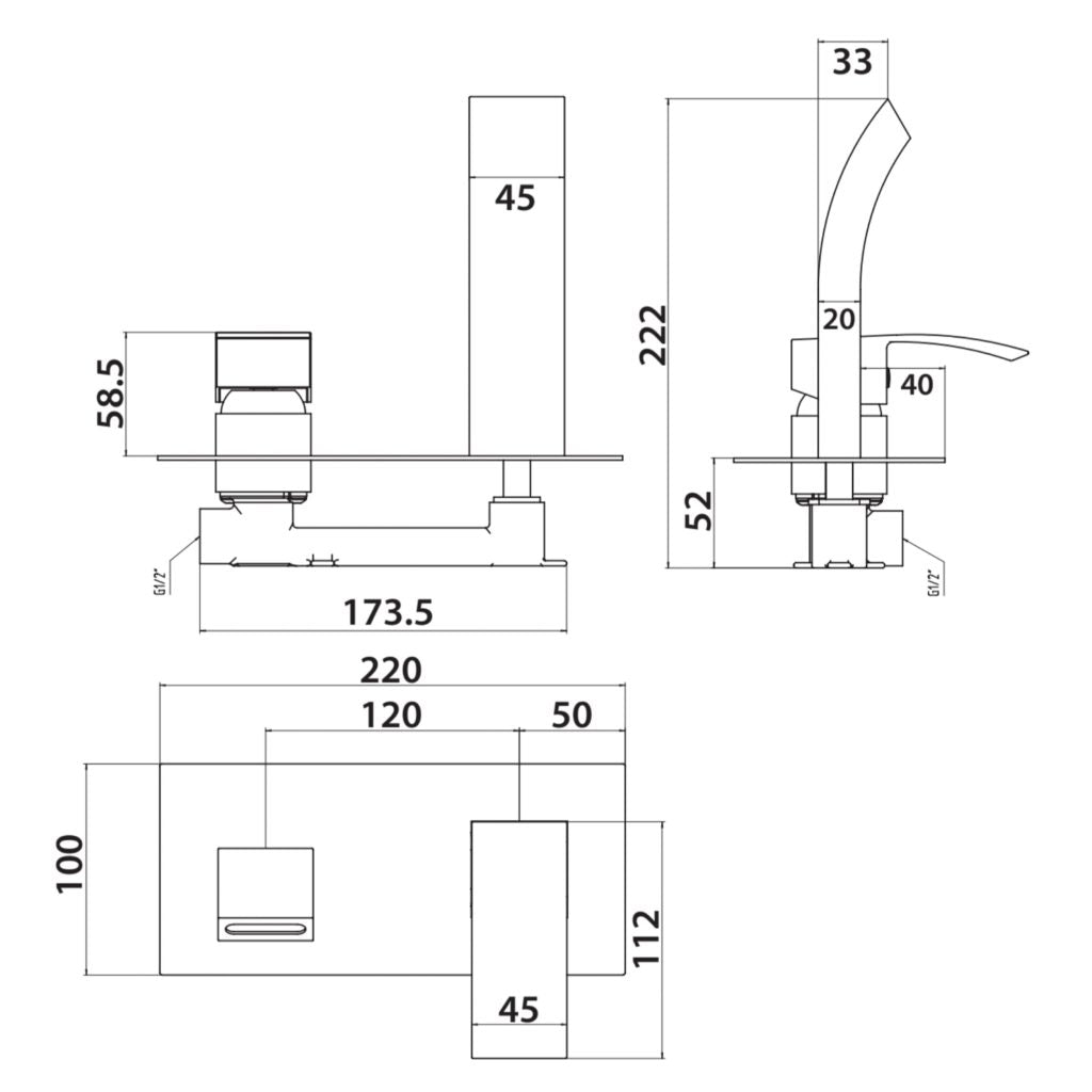 Descent Wall Mounted Basin Mixer