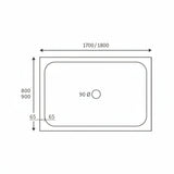 Low Profile Rectangular Shower Tray White 45mm waste inc