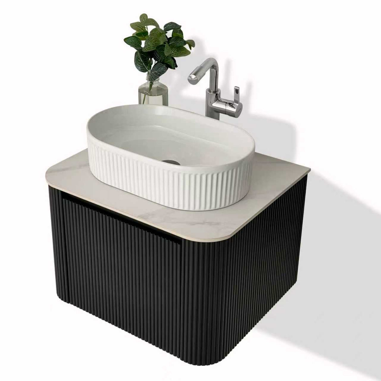 Aileen fluted wall hung vanity 600mm