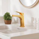 Tiva basin mixer tap brushed brass gold