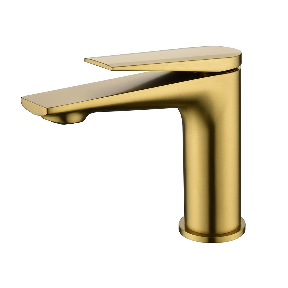 Tekno basin mixer tap brushed brass gold