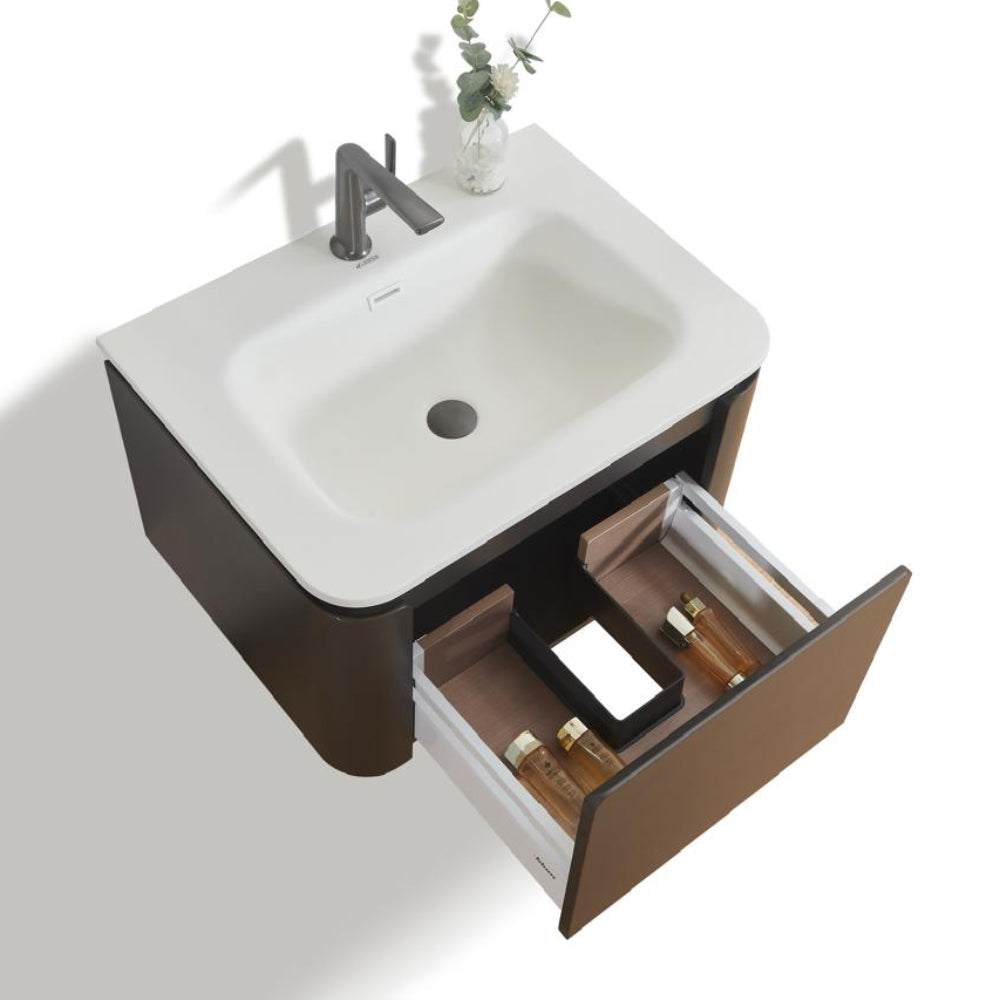 Annie Metallic grey LED wall hung vanity 700mm