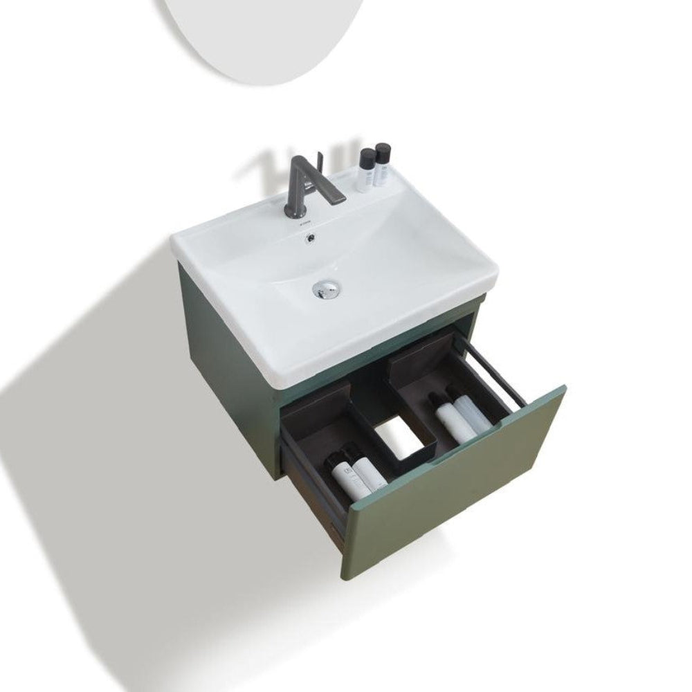 Carlota wall hung olive green vanity 600mm