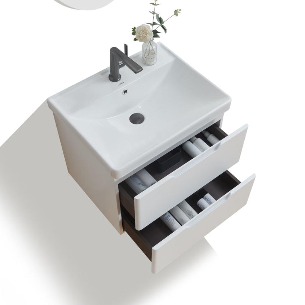 Bailyn matte white wall hung vanity 600mm