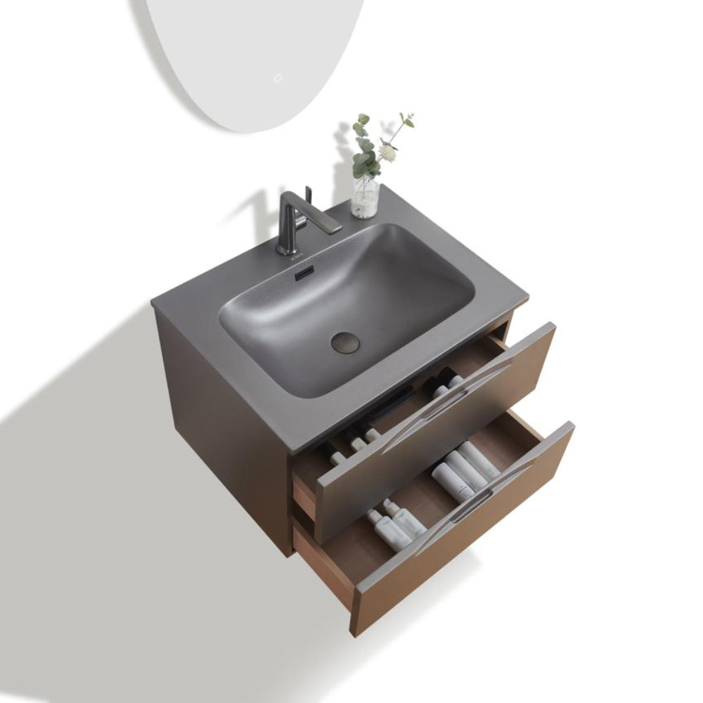 Layla metallic grey wall hung vanity 700mm