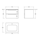 Layla metallic grey wall hung vanity 700mm