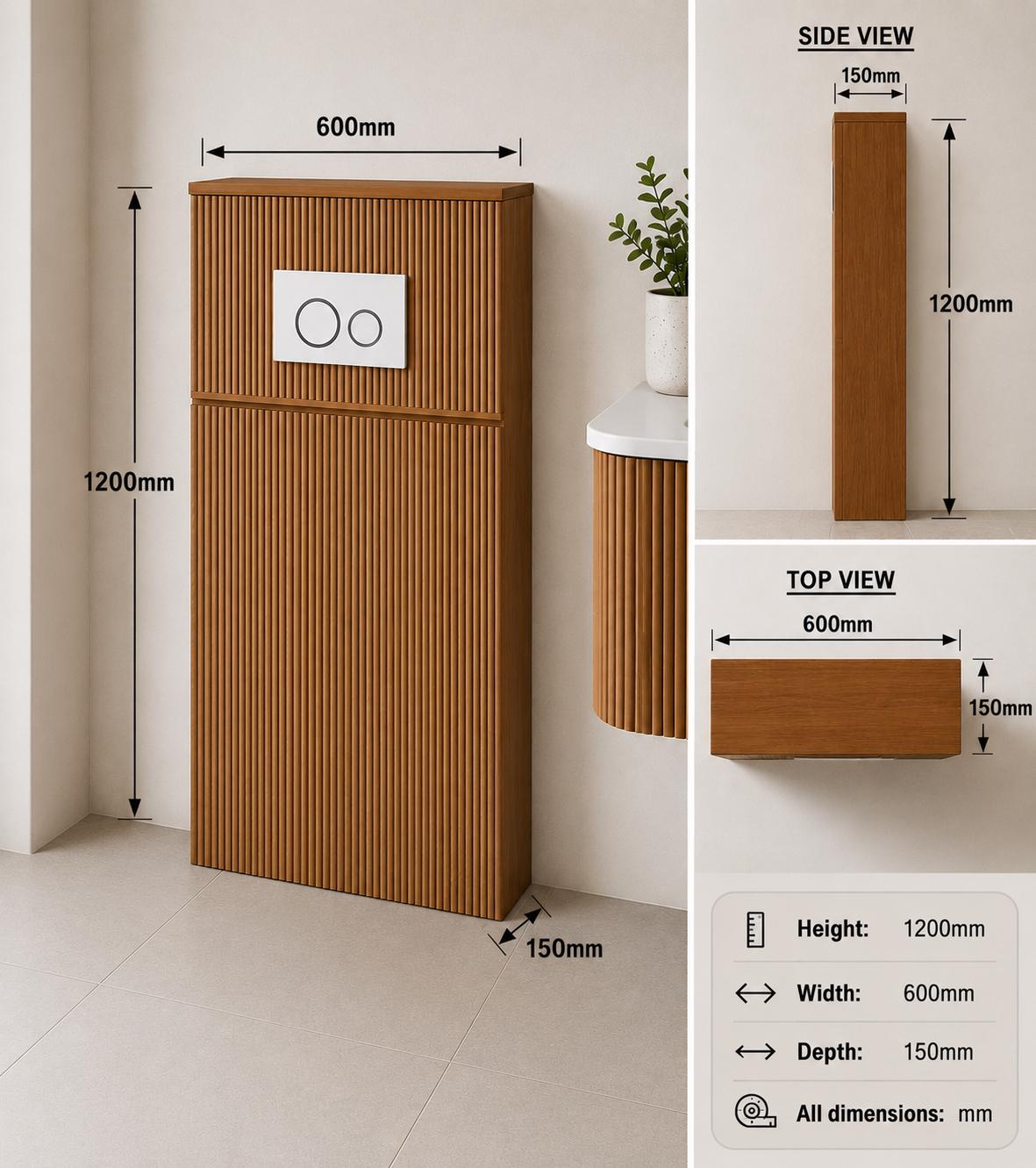Aileen Fluted WC Unit - 600mm