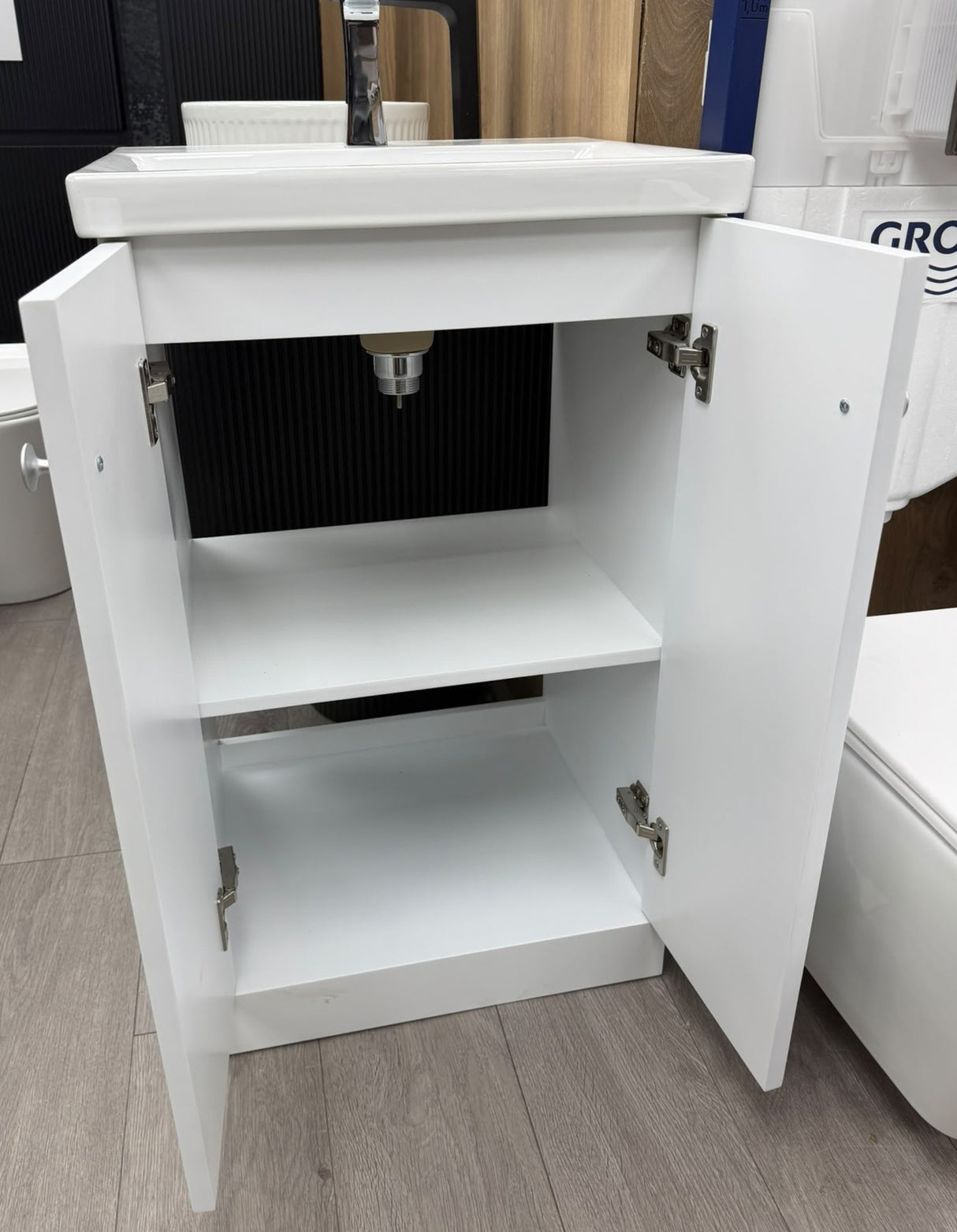 Helen white floor standing vanity unit inc basin 500mm