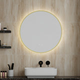 Luxury round brushed brass framed LED mirror 800 mm