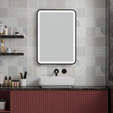 Yora vertical frame front lit mirror matt black frame 500mm x 750mm