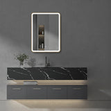 Yora vertical frame front lit mirror brushed gold frame 500mm x 750mm