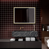 Yora horizontal frame front lit mirror brushed gold frame 800mm x 600mm