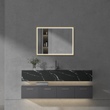 Yora horizontal frame front lit mirror brushed gold frame 800mm x 600mm