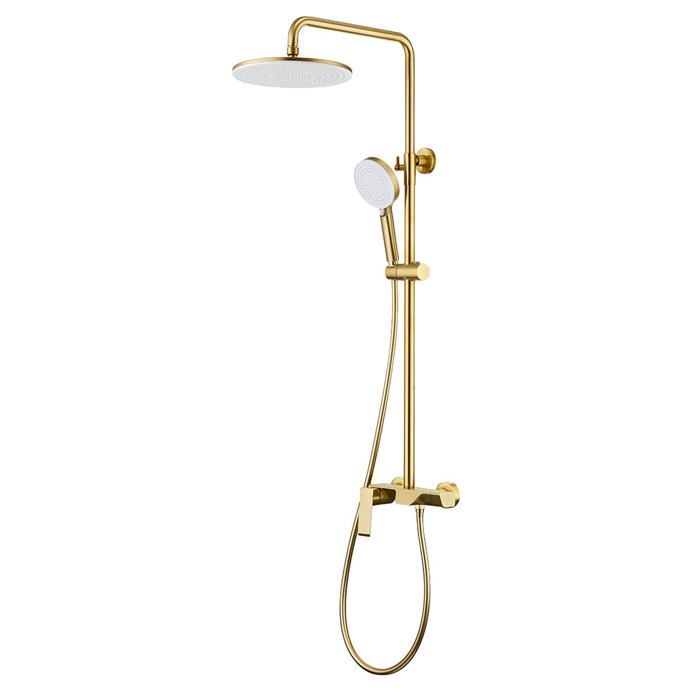 Plano exposed shower mixer brushed brass gold