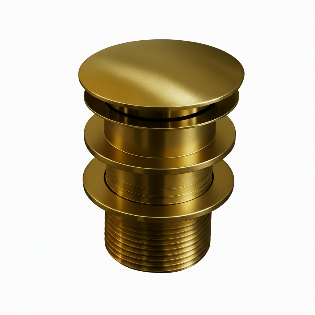 Basin Pop Up Unslotted Waste Brushed Brass Gold