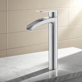 Forma high rise waterfall basin mixer tap polished chrome