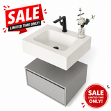 Cindy Dove grey floating wall hung vanity set inc basin 600mm ** STOCK CLEARANCE **