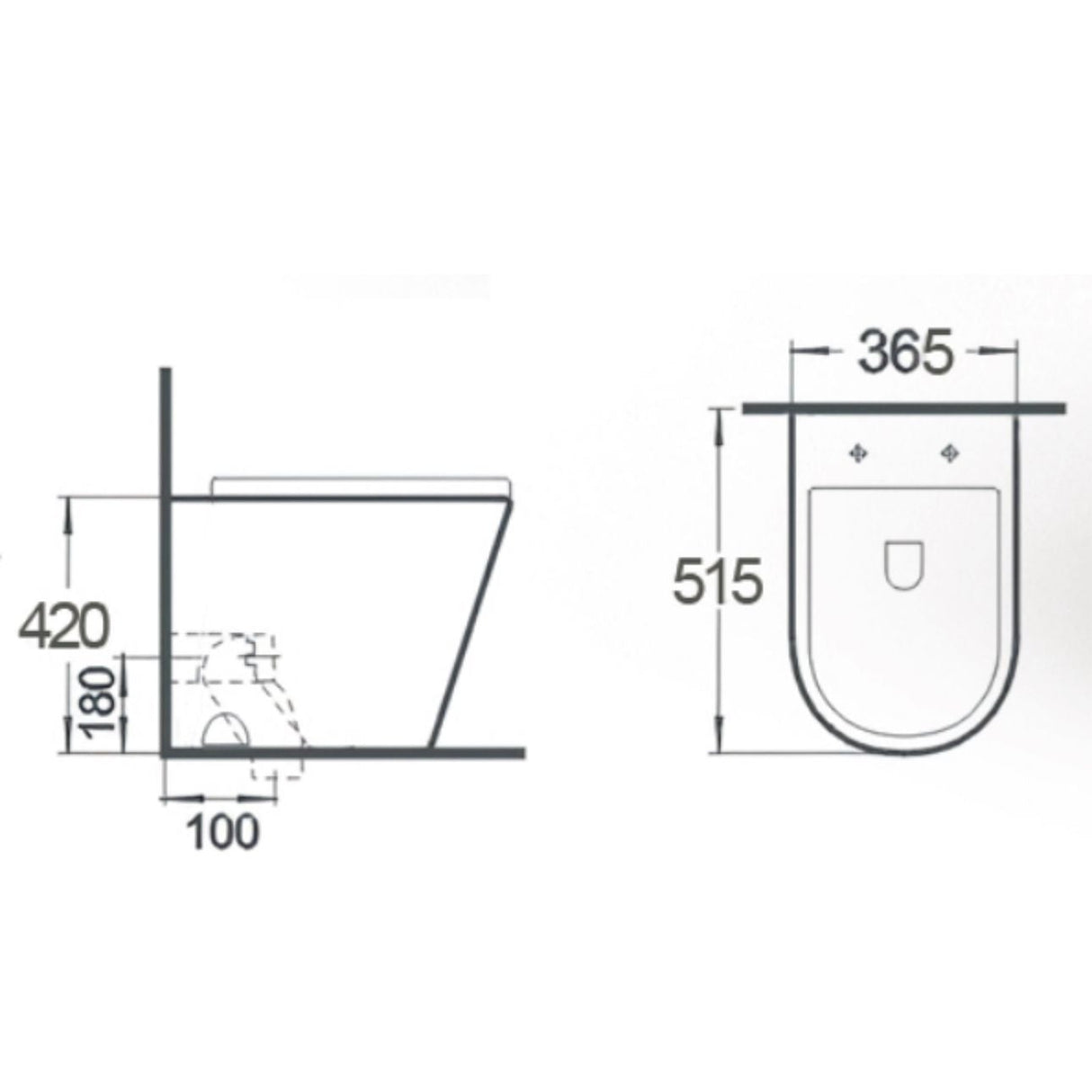 Calm White back to wall rimless toilet