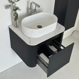 Aileen fluted wall hung vanity 600mm