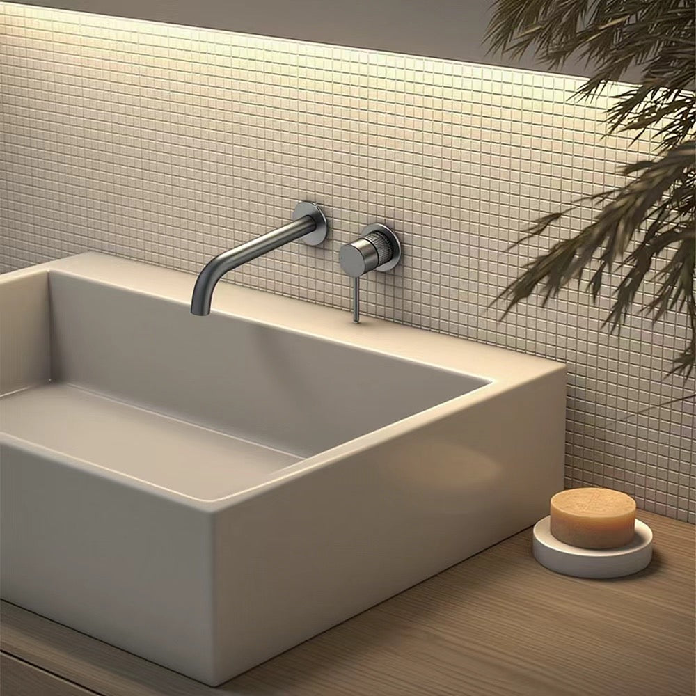Tivra concealed basin/bath mixer tap gun metal grey