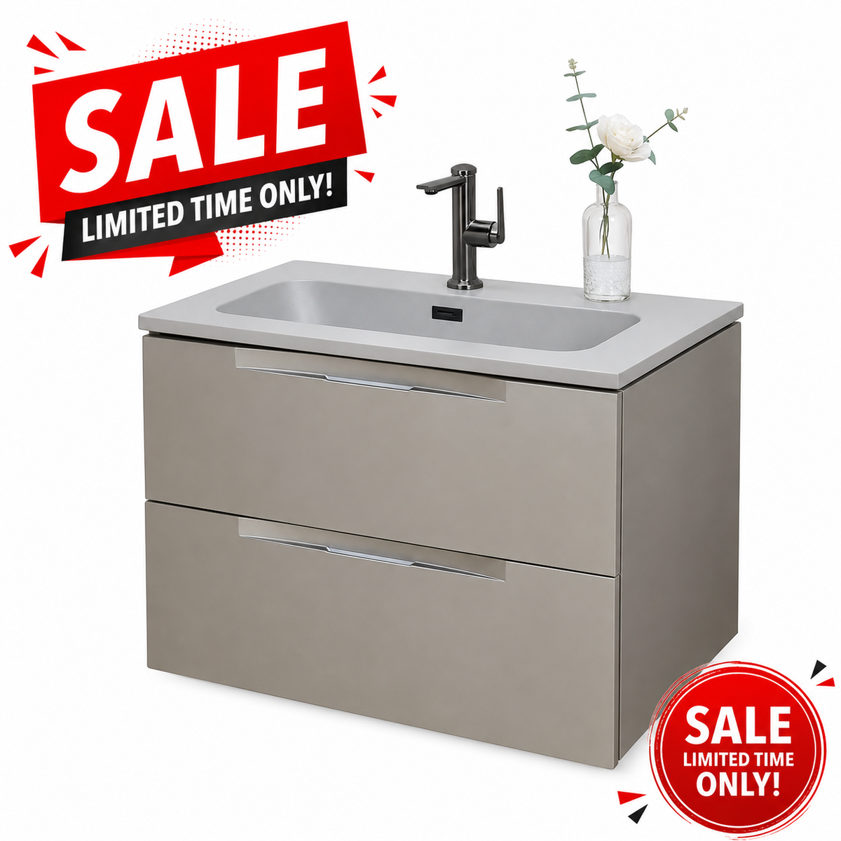 Layla metallic grey wall hung vanity 700mm