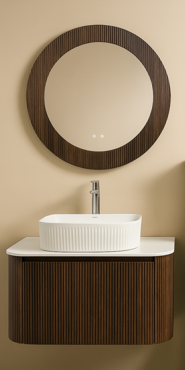 Ebano Wall Hung Fluted Vanity Set 800mm X 500mm