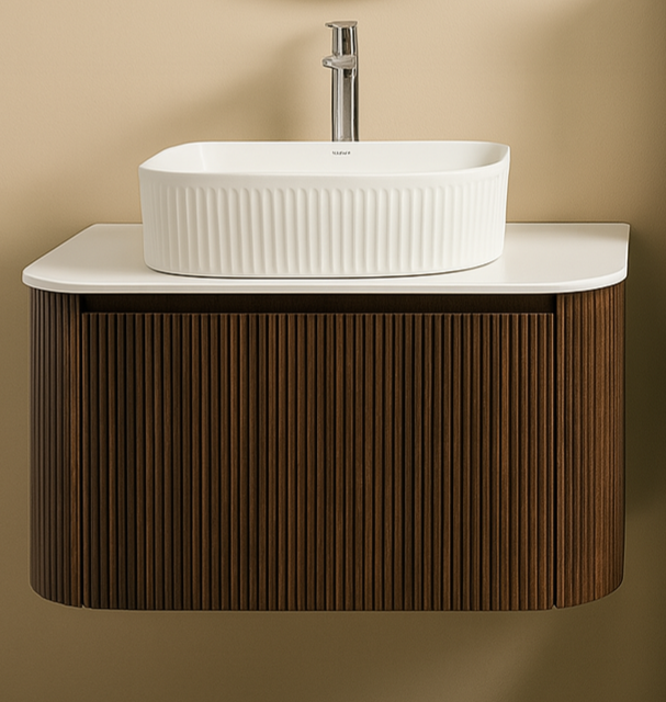 Ebano Wall Hung Fluted Cabinet Vanity 800mm X 500mm