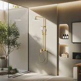 Plano exposed shower mixer brushed brass gold