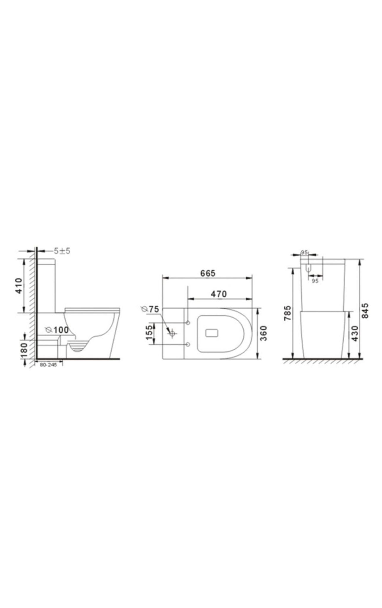 Halo White Wall Flushed Close Coupled Toilet - Including Toilet Seat