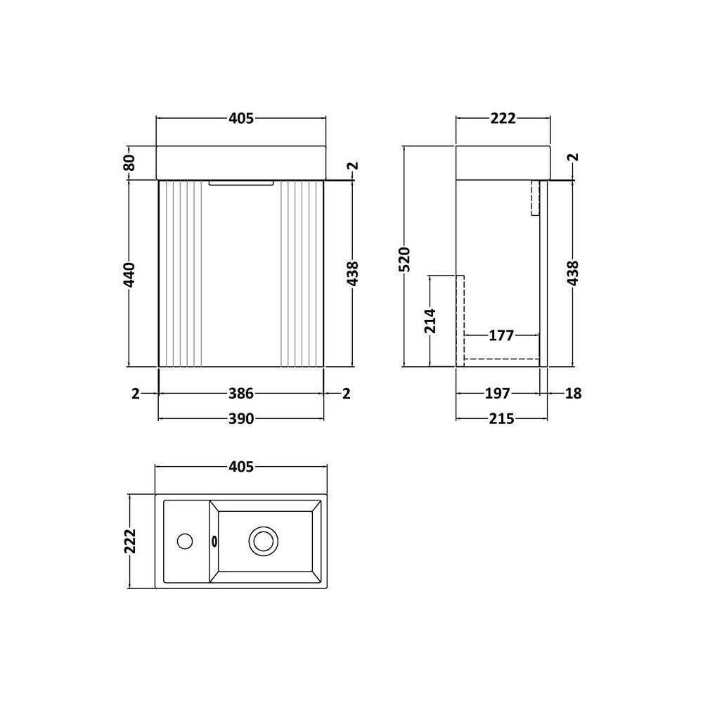 Nuie Deco 400mm White Compact Wall Hung Vanity Unit with Basin