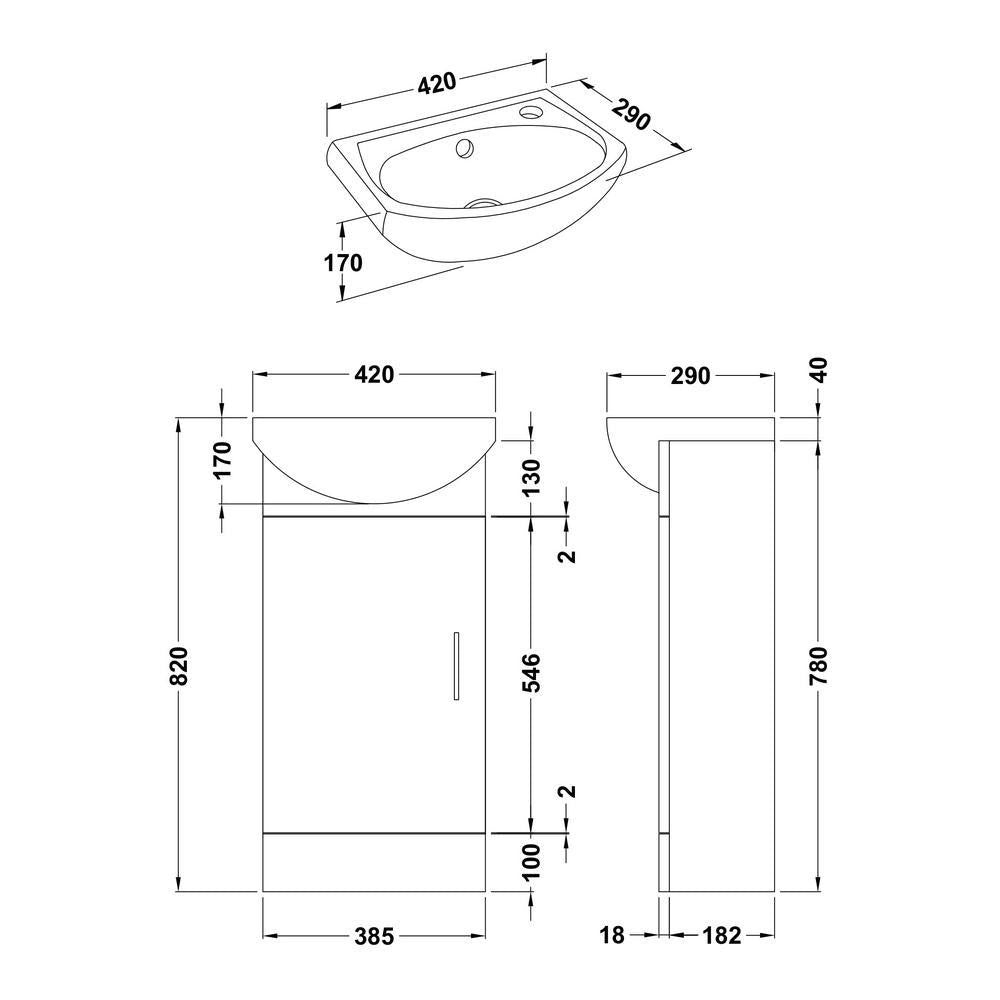 Nuie Mayford 420mm Cloakroom Cabinet and Basin