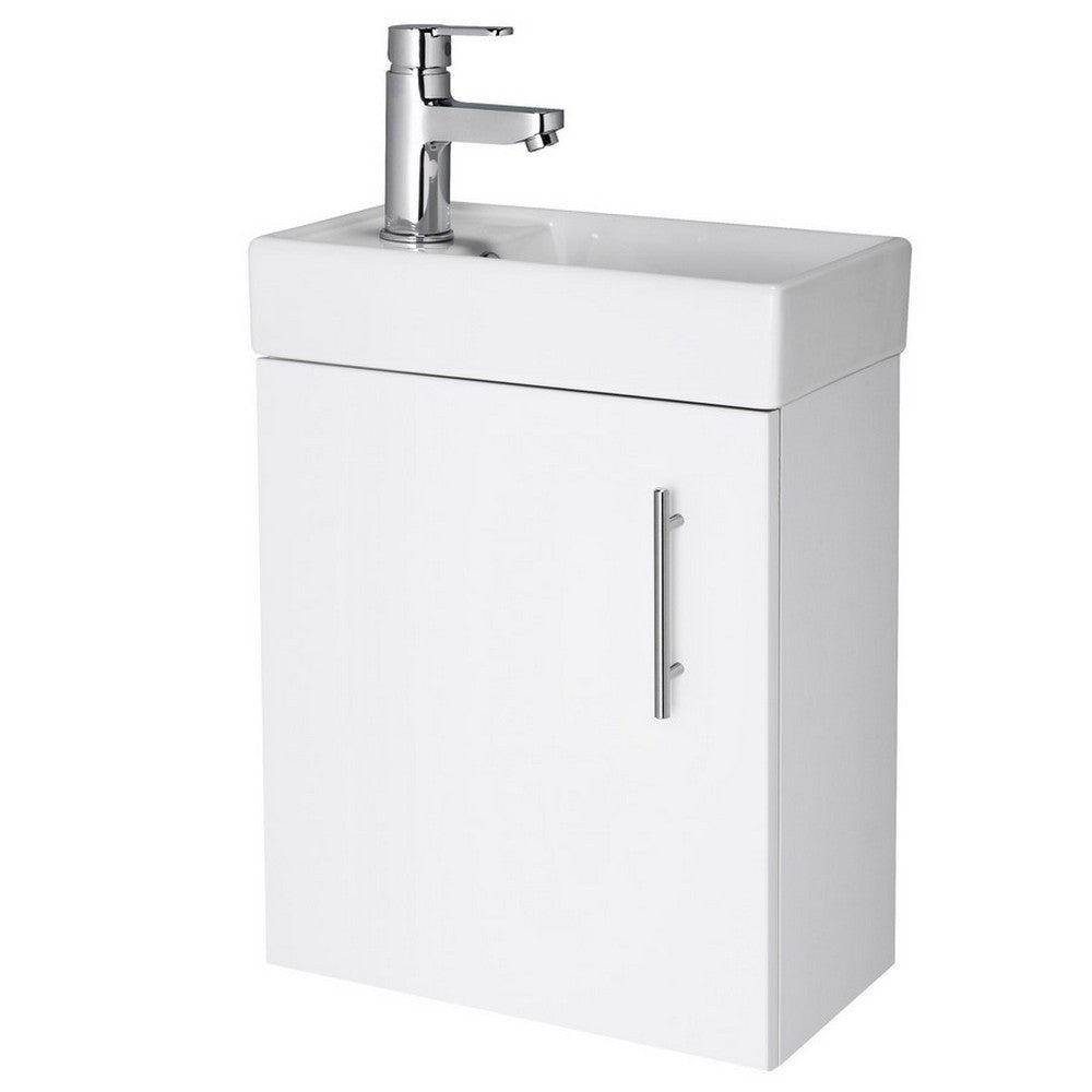 Nuie Vault 400mm Wall Hung Gloss White Vanity Unit with Basin
