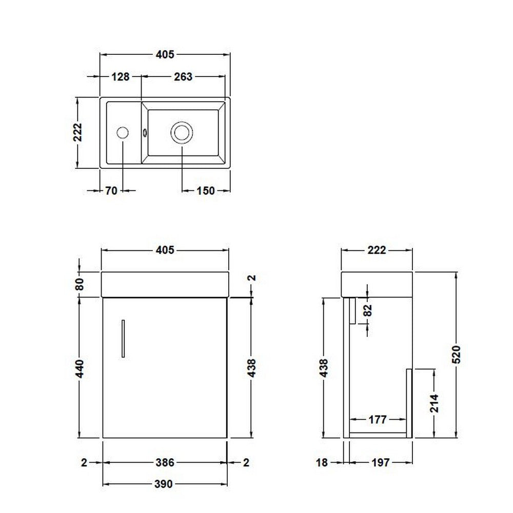 Nuie Vault 400mm Wall Hung Gloss White Vanity Unit with Basin