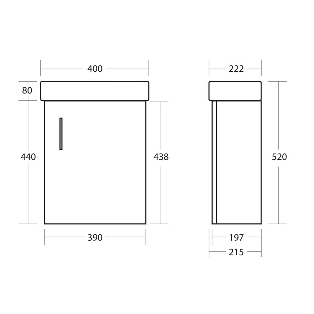 Scudo Lanza 400mm Wall Hung Cloakroom Vanity Unit with Basin – Gloss White