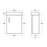 Scudo Lanza 400mm Wall Hung Cloakroom Vanity Unit with Basin – Gloss White