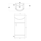 Scudo Lanza 450mm Floor Standing Vanity Unit with Basin – Gloss White