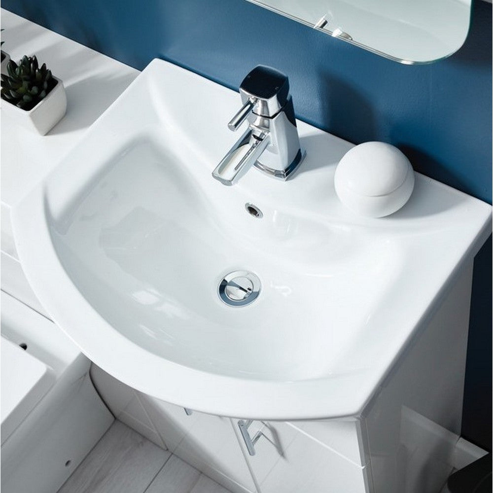 Scudo Lanza 550mm Floor Standing Vanity Unit with Basin – Gloss White