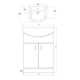 Scudo Lanza 550mm Floor Standing Vanity Unit with Basin – Gloss White